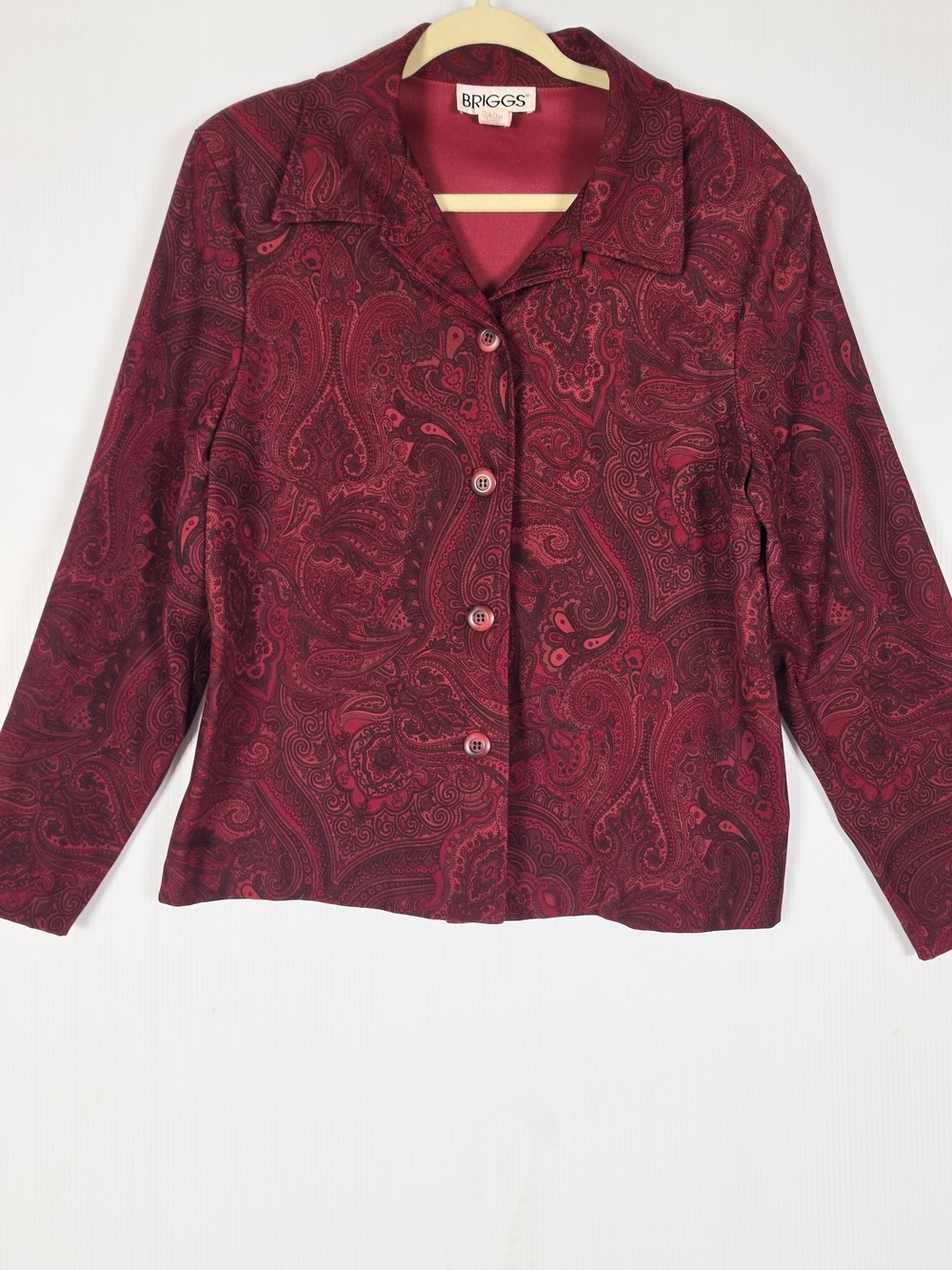 BRIGGS Red Paisley Button-Front Jacket - Vintage